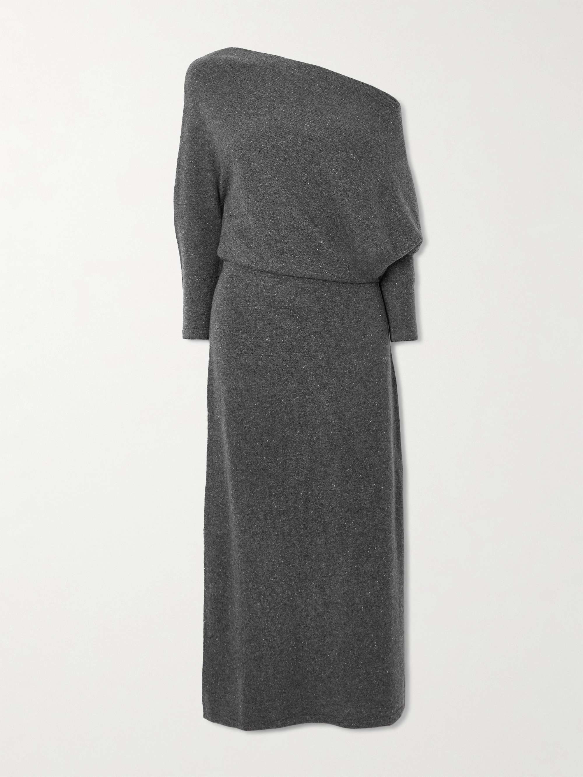 Kasos Off-The-Shoulder Draped Brushed-Cashmere Midi Dress