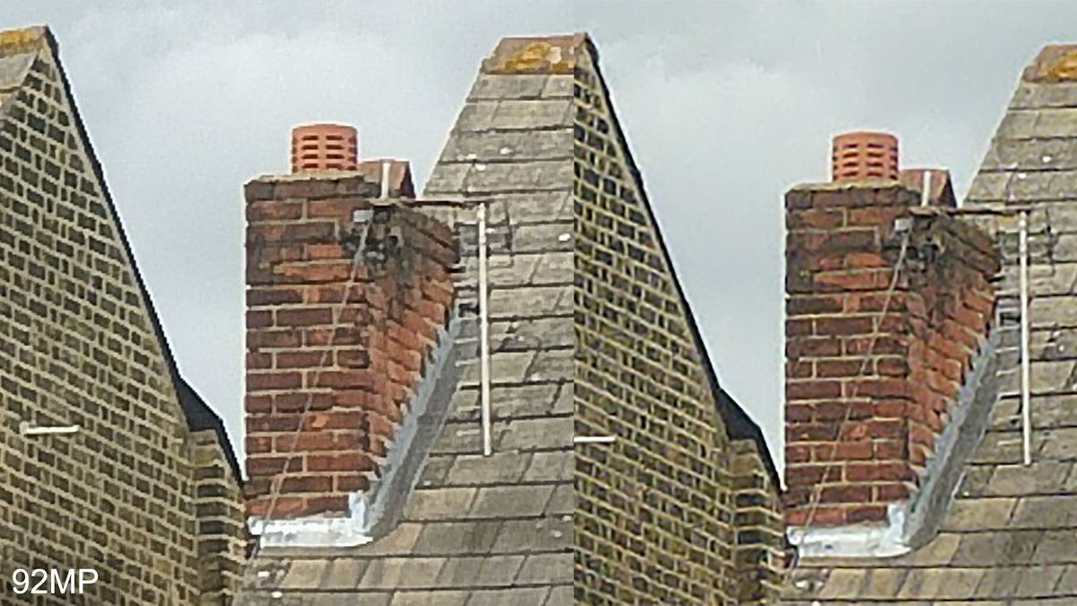 In daylight, the 92MP mode doesn&rsquo;t do a great deal, with simply a bit more smoothing and sharpening going on in this crop.