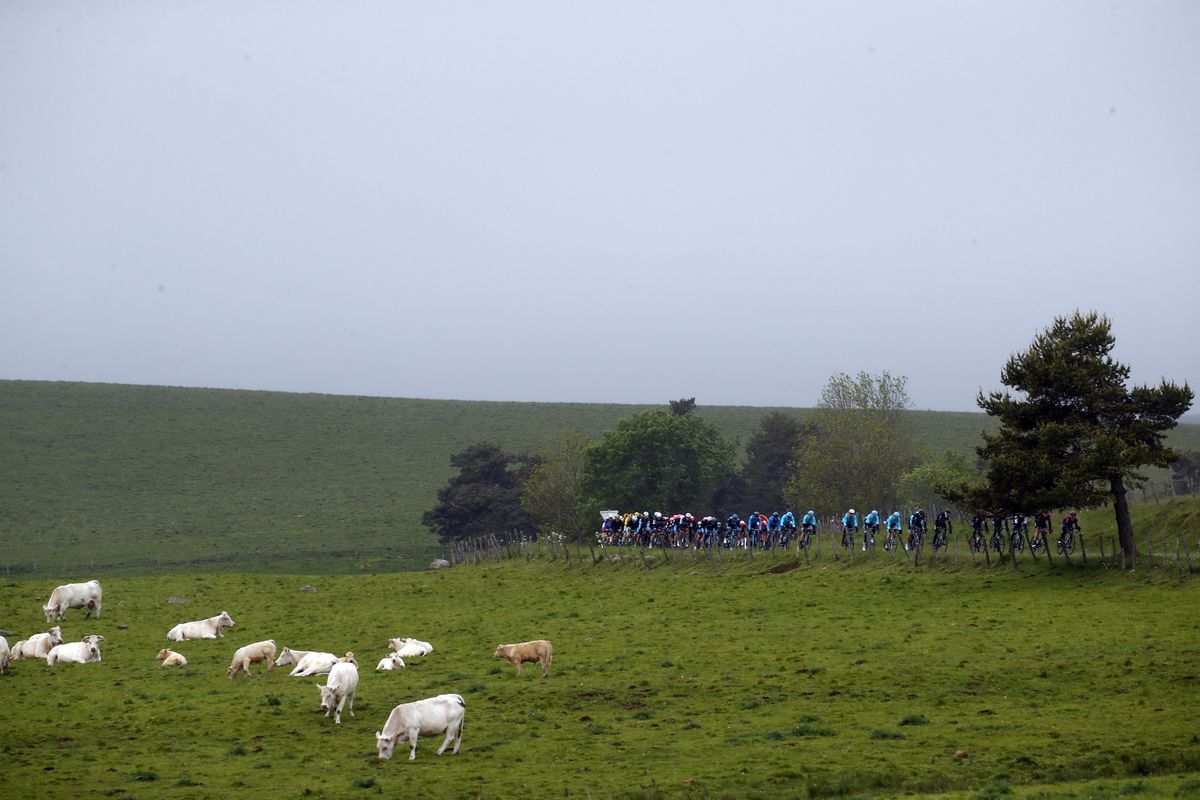 The riders make their way through the countryside