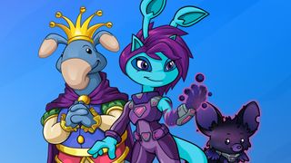 Key art for Neopets: Mega Mini-Games Collection - The Neopian Arcade Odyssey showing colorful creatures against a blue background