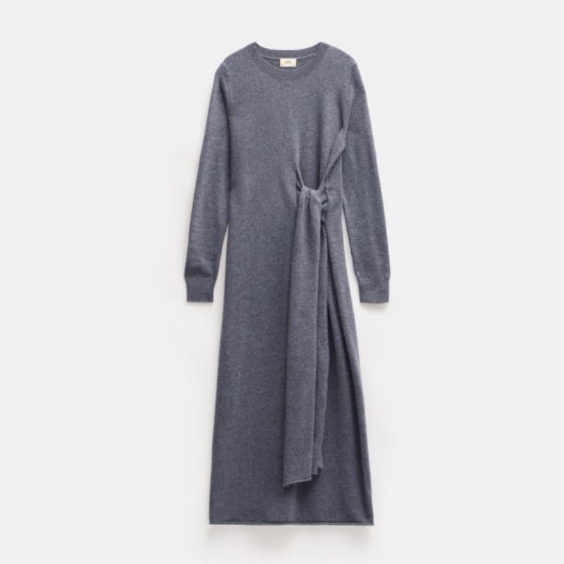 grey knitted dress with side tie