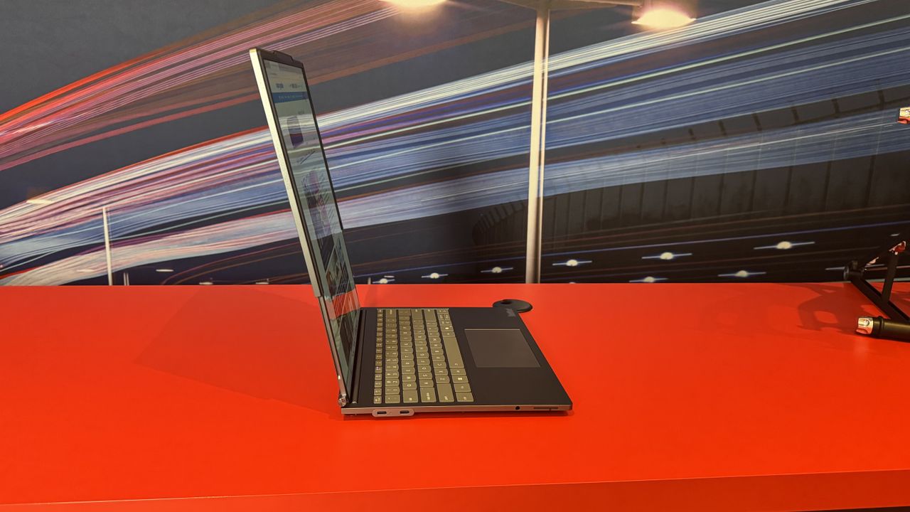 Lenovo ThinkBook Plus Gen 6 from the side with the larger display enabled