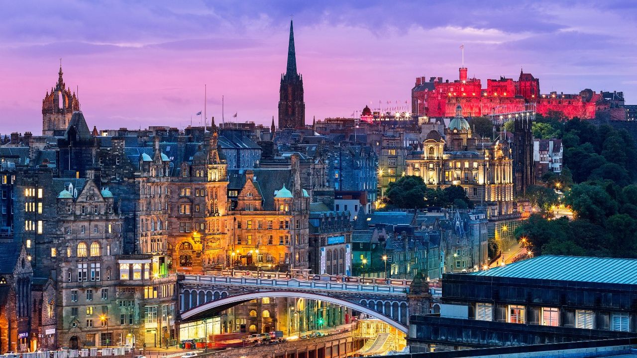 The city skyline with Edinburgh Castle in the background 