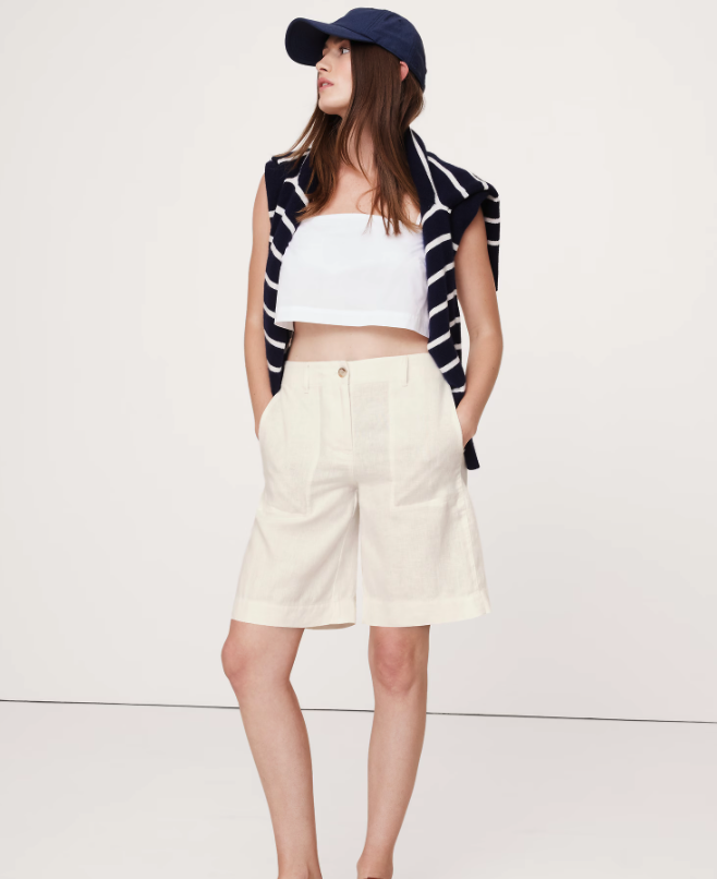 Banana Republic, Soma High-Rise Linen Bermuda Shorts 