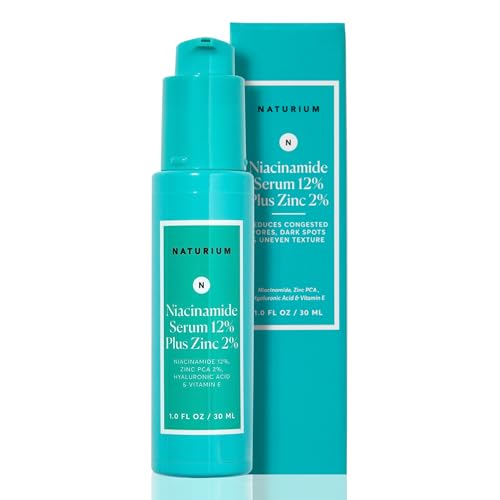 Naturium Niacinamide Face Serum 12% Plus Zinc 2%, Anti-Aging, Pore Minimizer &amp;amp; Dark Spot Corrector With Hyaluronic Acid &amp;amp; Vitamin E, Vegan &amp;amp; Cruelty-Free, 1 Oz