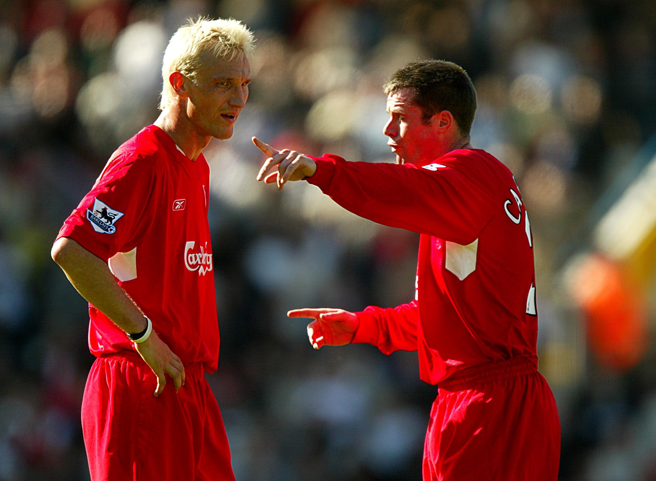 Sami Hyypia and Jamie Carragher in their Liverpool days