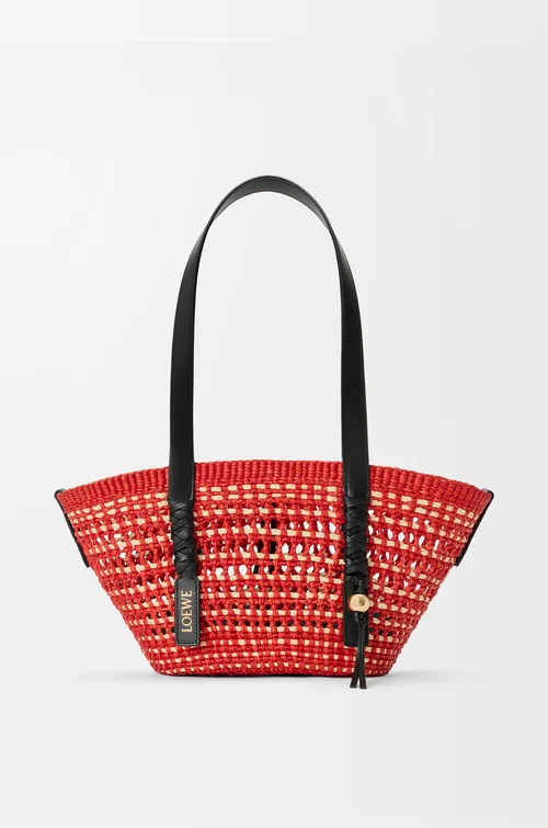 Small Braid Basket in Iraca Palm and Calfskin