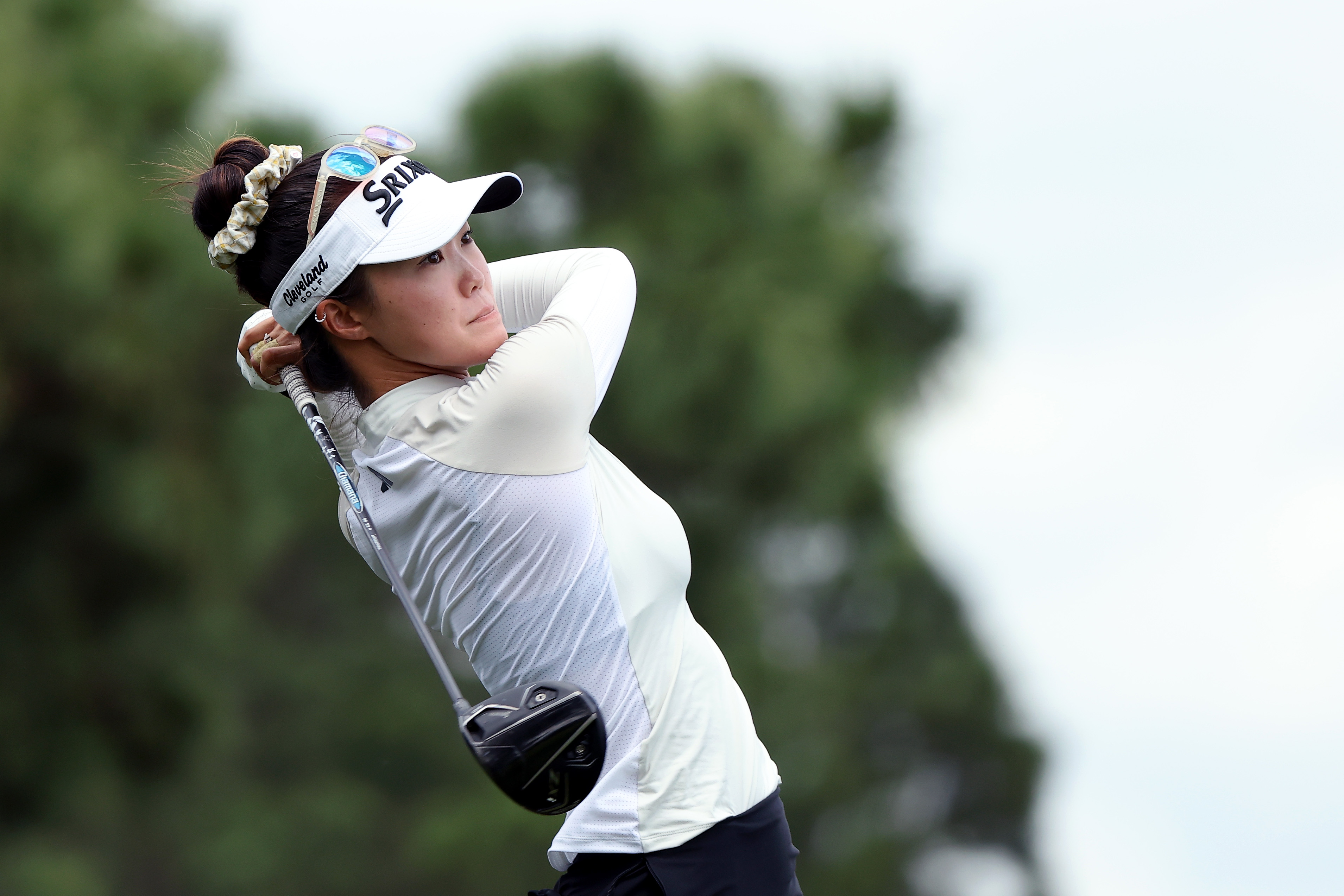 Grace Kim plays her shot from the 14th tee during the first round of The Chevron Championship