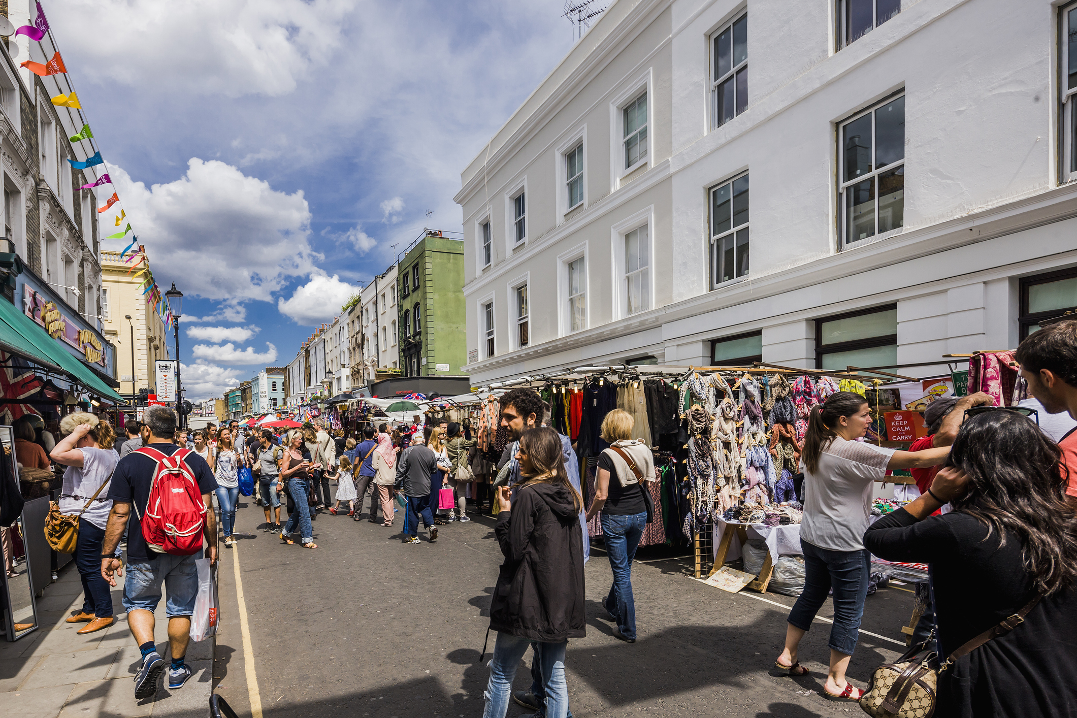 Shoppers on Portobello Road symbolising UK inflation