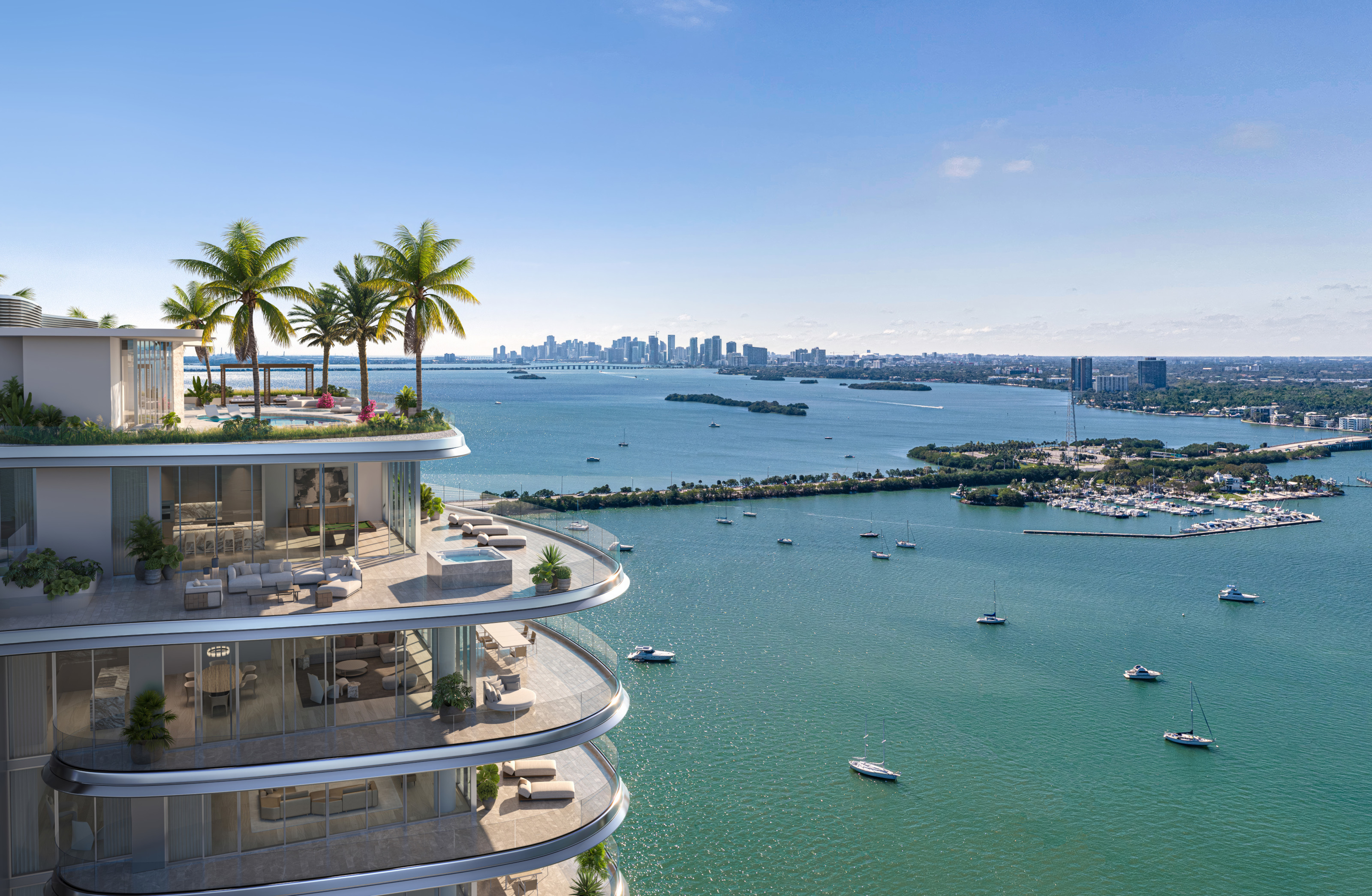 A render of an aerial view of the Pagani Residences, Miami