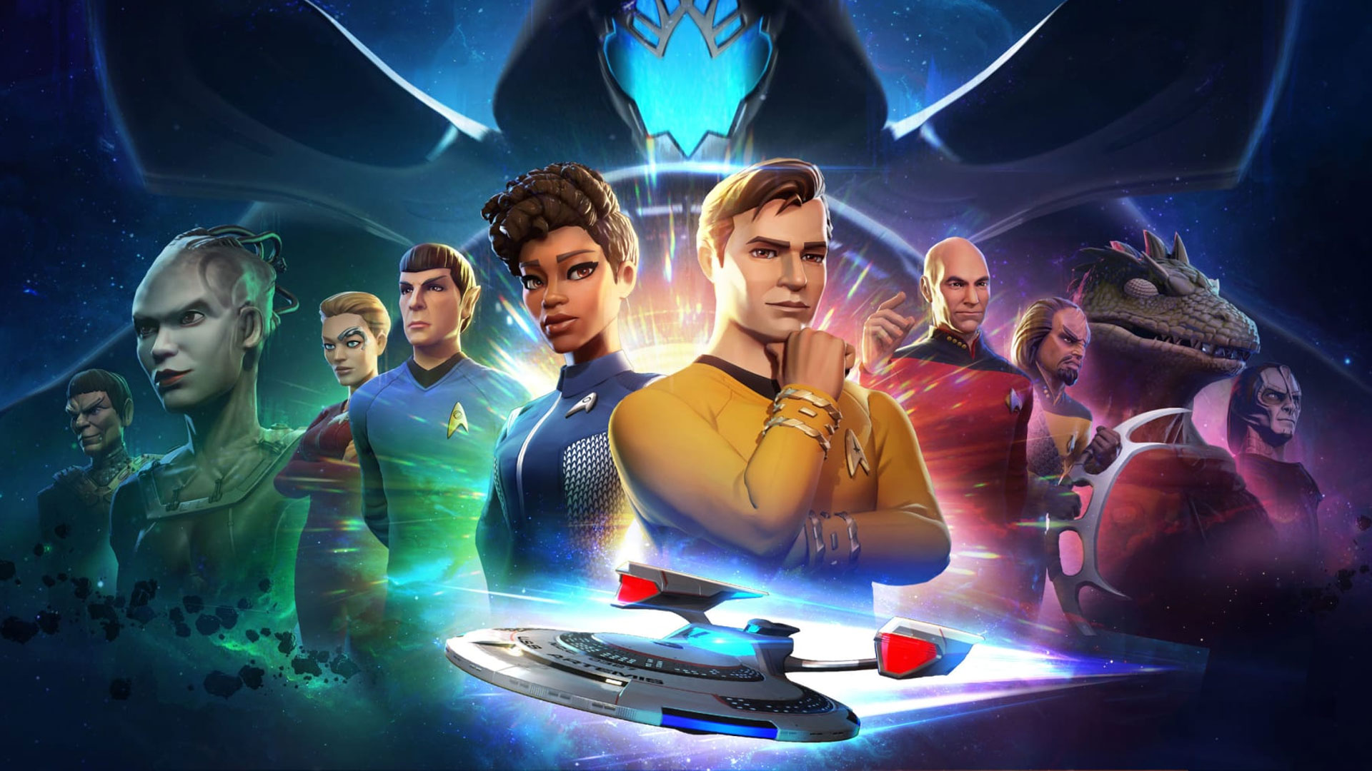 Spoilers. Memory Alpha says that the latest episode of Star Trek Prodigy  includes an artistic logo that was originally created for Star Trek Online.  Another example of video game material sneaking into