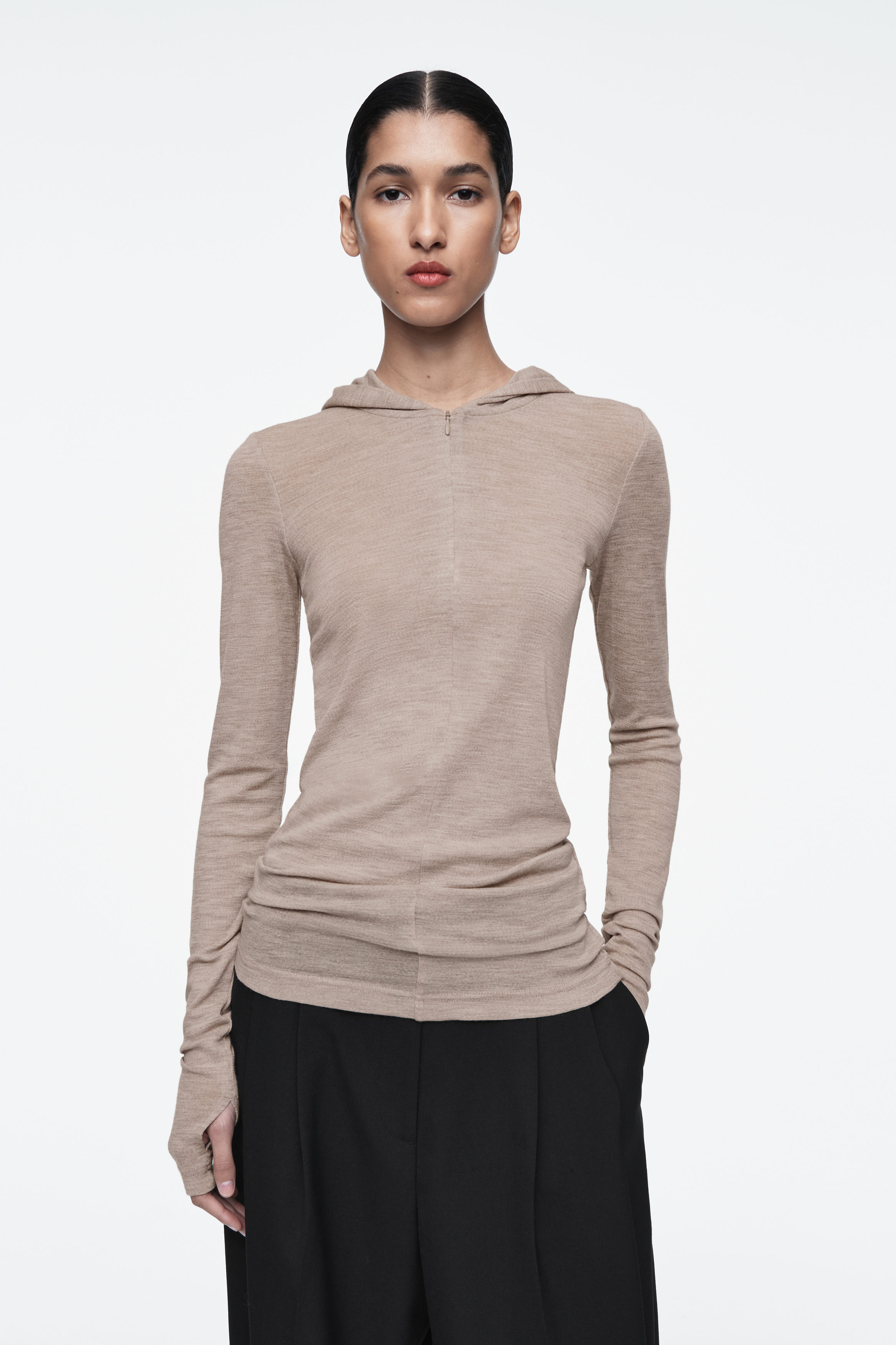 Slim Half-Zip Wool Hoodie