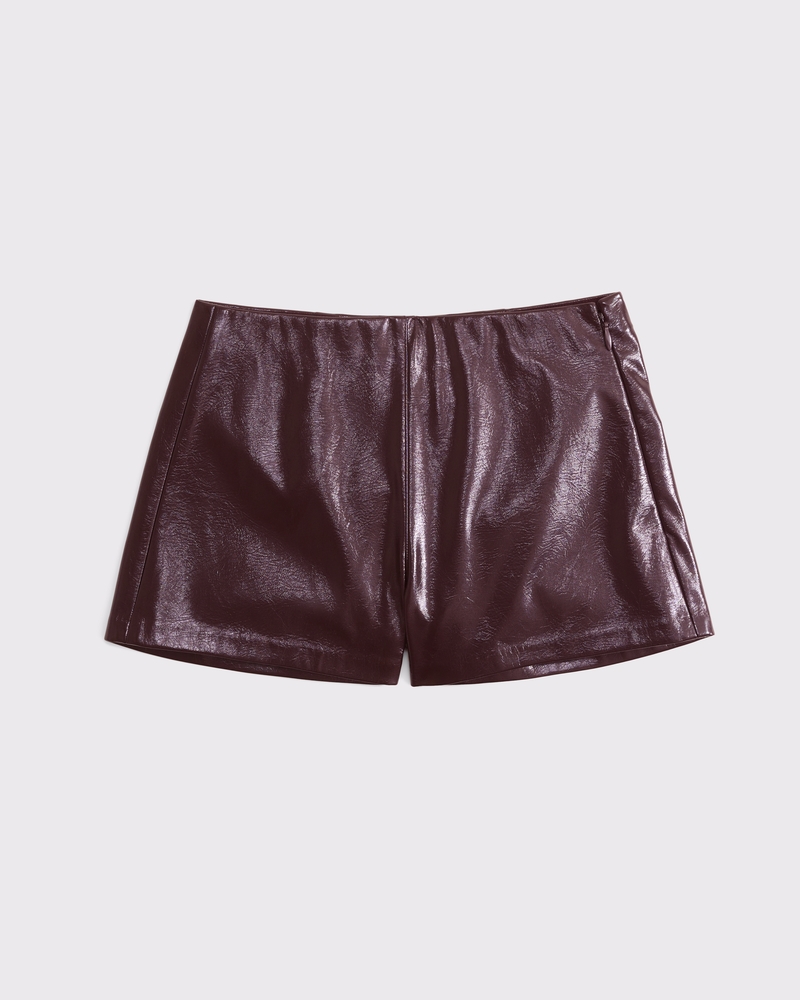 Stretch Vegan Glossy Leather Micro Short