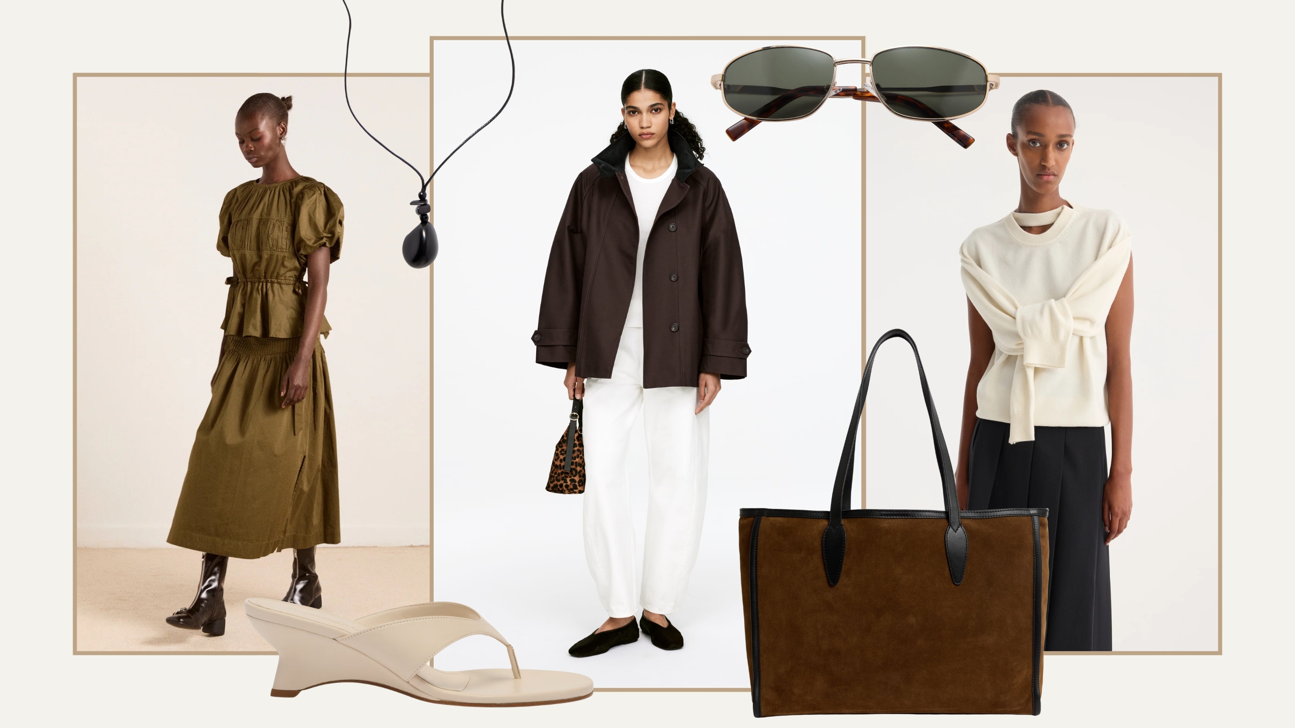 Looks and products from Róhe Frames, ARKET, Damson Madder, Hunting Season, Marks &amp; Spencer, Russell &amp; Bromley, Mango, Net-a-Porter.