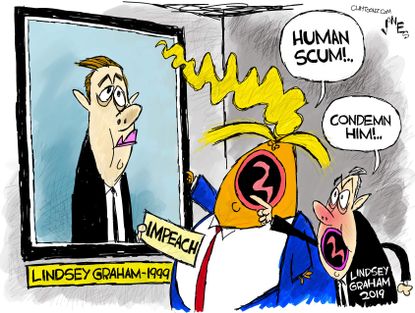 Political Cartoon U.S. Trump Lindsey Graham Impeachment