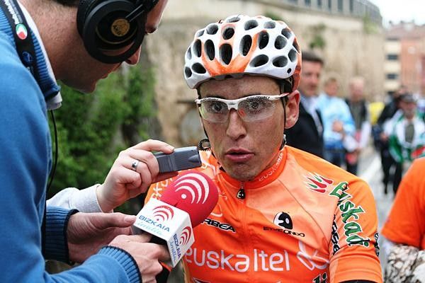 Igon Anton (Euskaltel) is interviewed after the stage.