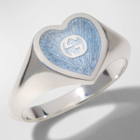 Gucci Sterling Silver Interlocking G-Heart Enamel Ring: $350
