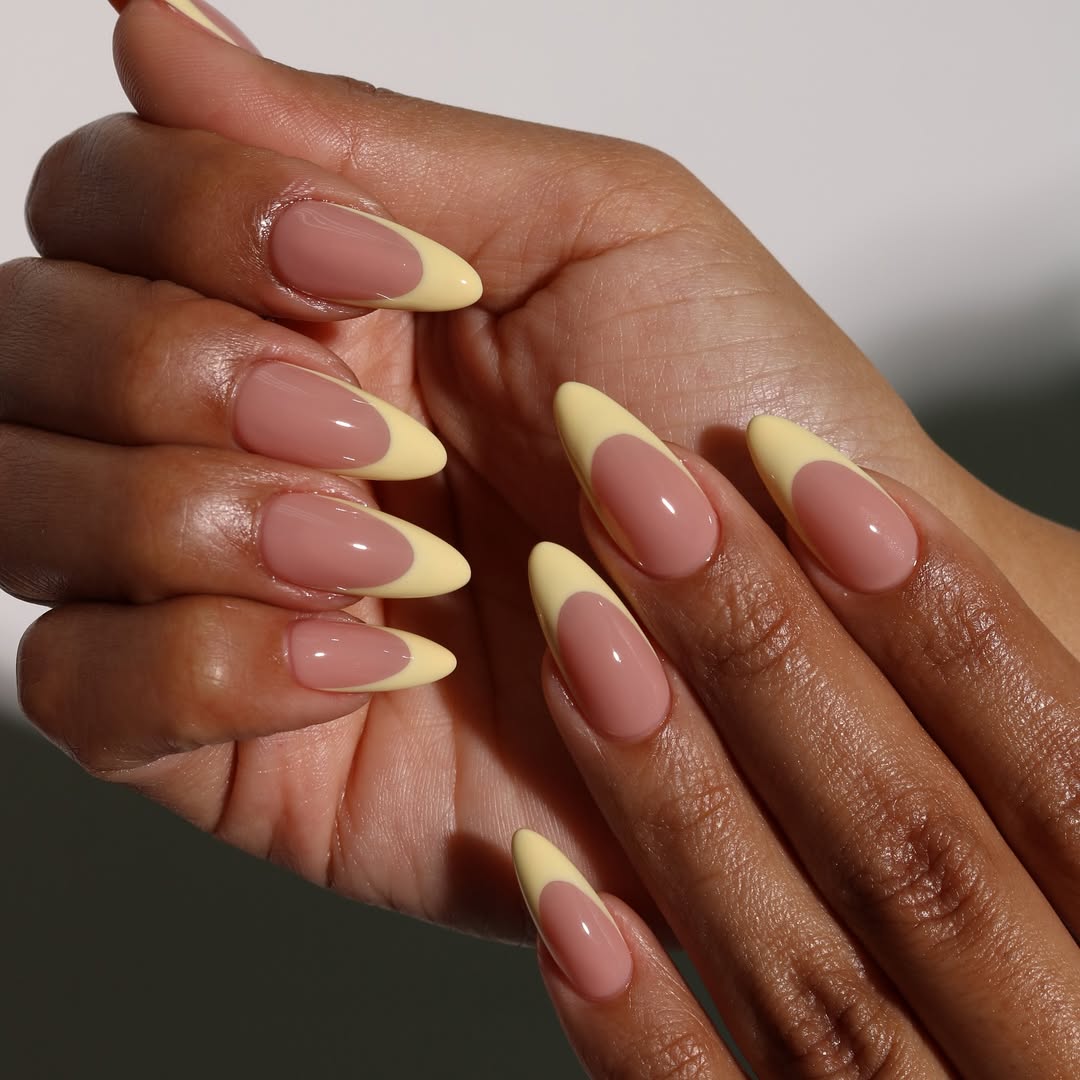French manicure with pastel yellow tips