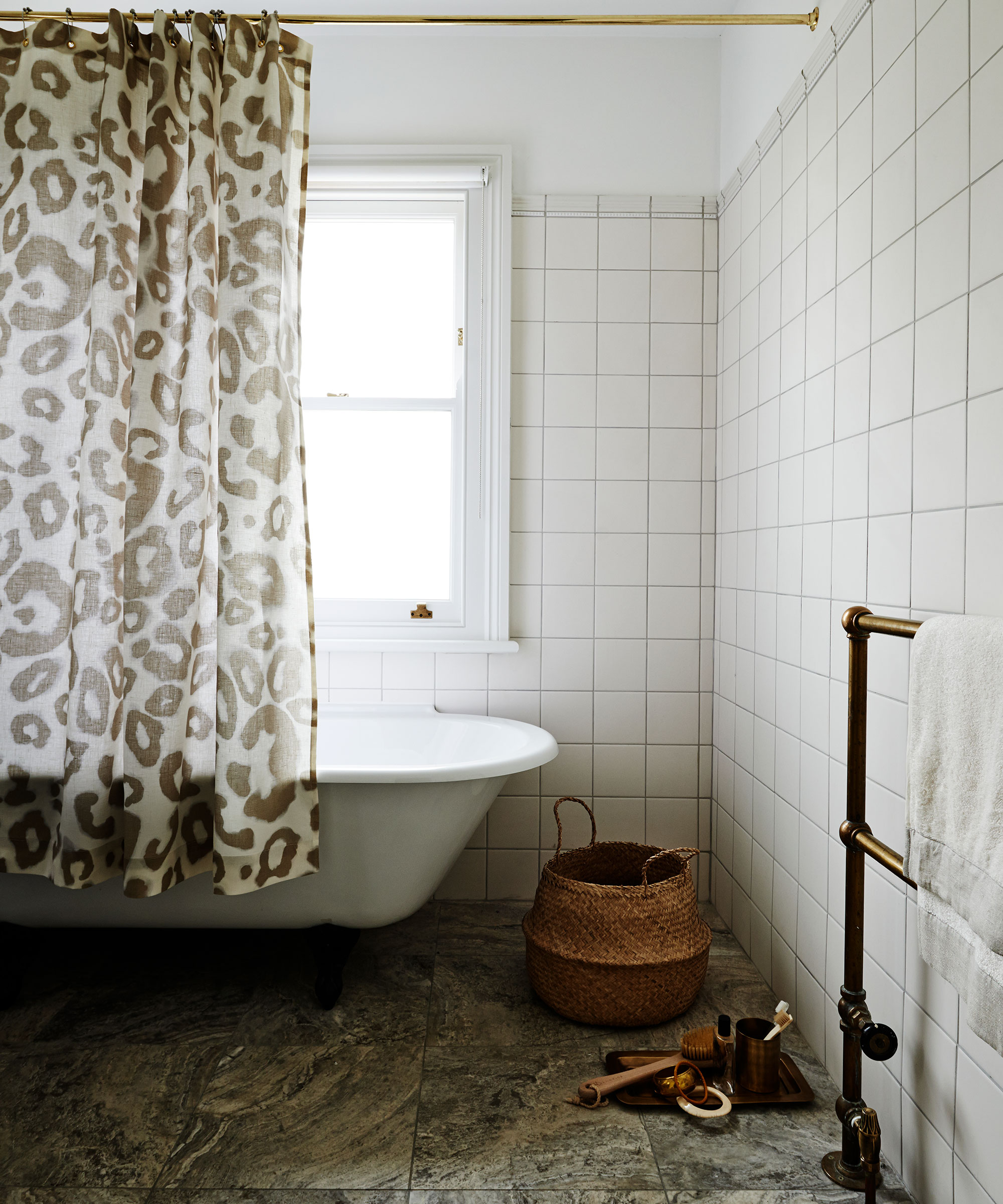 Shower curtain with leopard print design