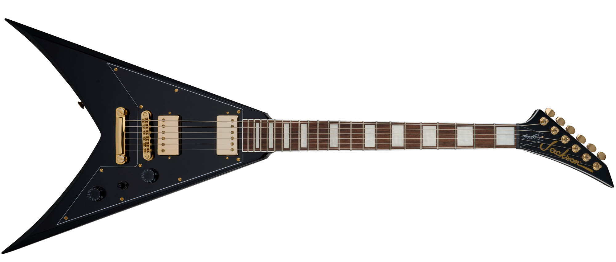 The Jackson X Series Scott Ian King V KVXT is refreshed in Gloss Black for 2025.