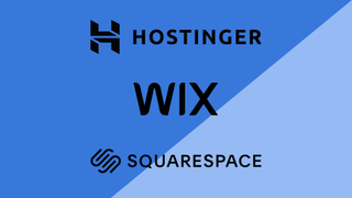 wix hostinger squarespace logos on blue background 