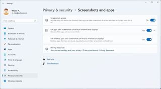 Screenshots Apps Settings