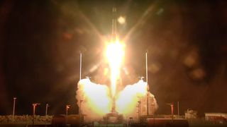 A Rocket Lab Electron rocket launches the NROL-123 mission for the U.S. National Reconnaissance Office from Virginia on March 21, 2024.