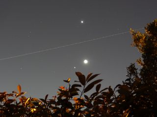 Jupiter, Venus and the Moon over Texas