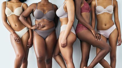 Body types dressing for your shape, models photographed in their underwear, showing different body shapes