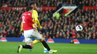 Pierre-Emerick Aubameyang scored Arsenal’s equaliser against Man Utd at Old Trafford