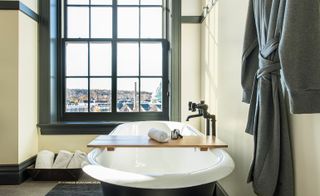 Large bath tub near window