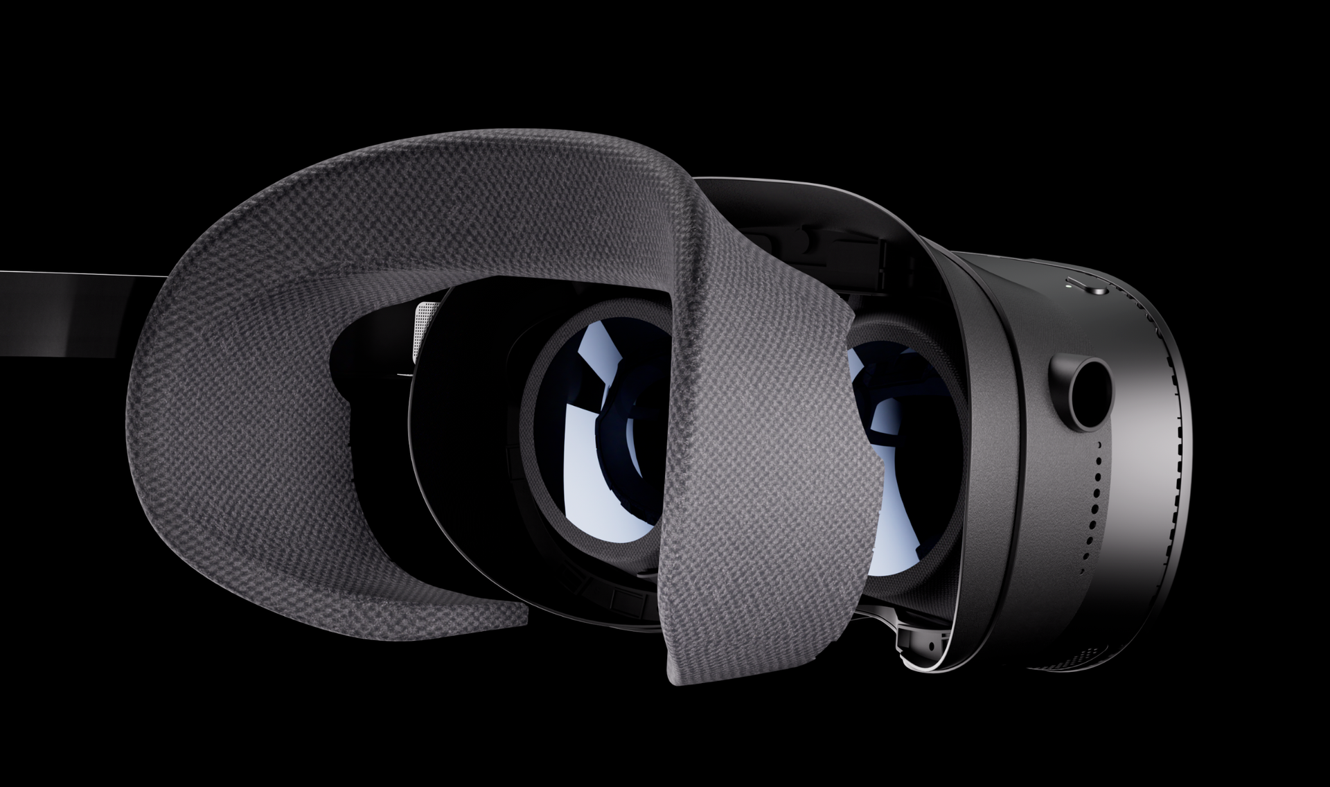 Pimax's new VR headset, the Crystal Pro, on a black background. 