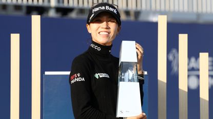 Lydia Ko holds the BMW Ladies Championship trophy