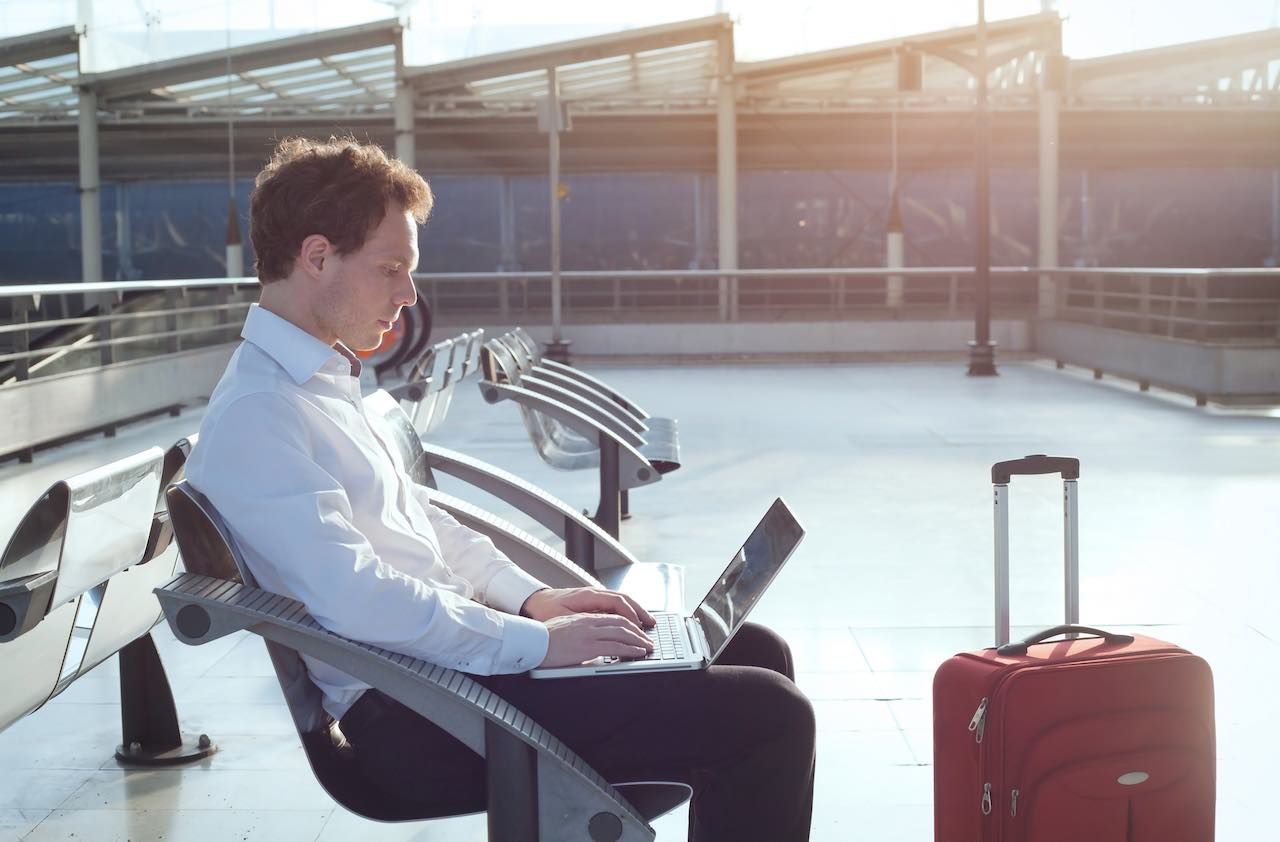 using internet in the airport terminal