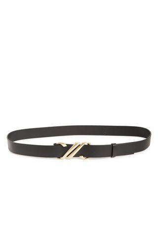 Monogram Buckle Leather Belt