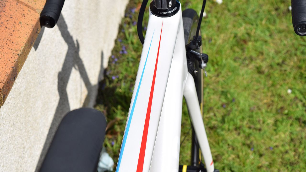 The design narrows as it nears the head tube