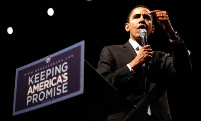 Then-Senator Barack Obama in March 2008: Trouble keeping his own promises?