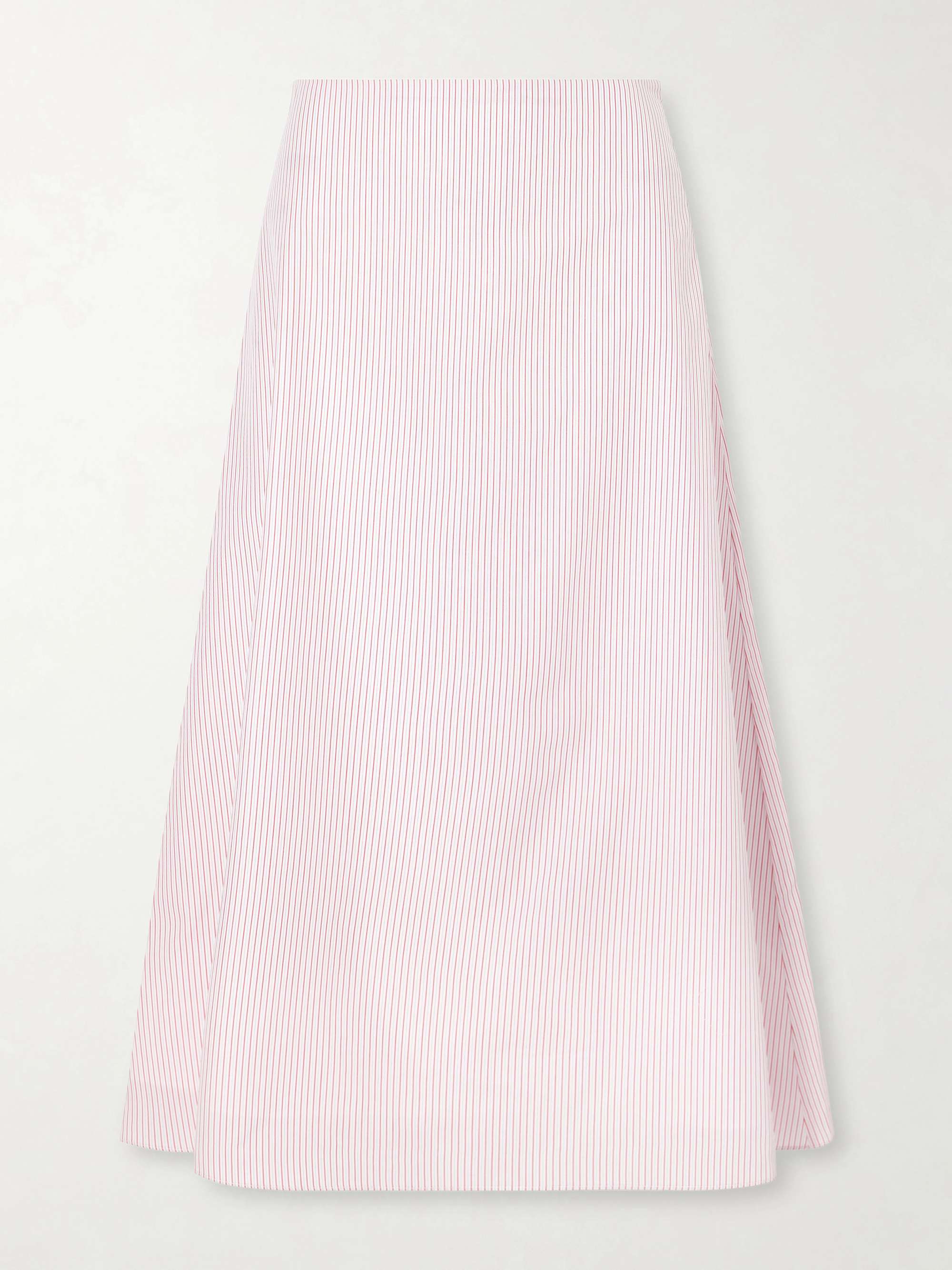A-Line Striped Cotton Midi Skirt