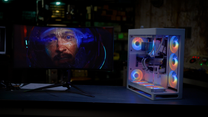 A glowing custom PC.