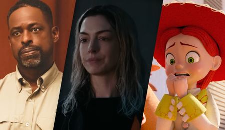 (From l to r) Sterling Brown as the twins' father in "Is God Is" | Anne Hathaway as Mother Mary in "Mother Mary" | Jessie (voiced by Joan Cusack) in "Toy Story 5"