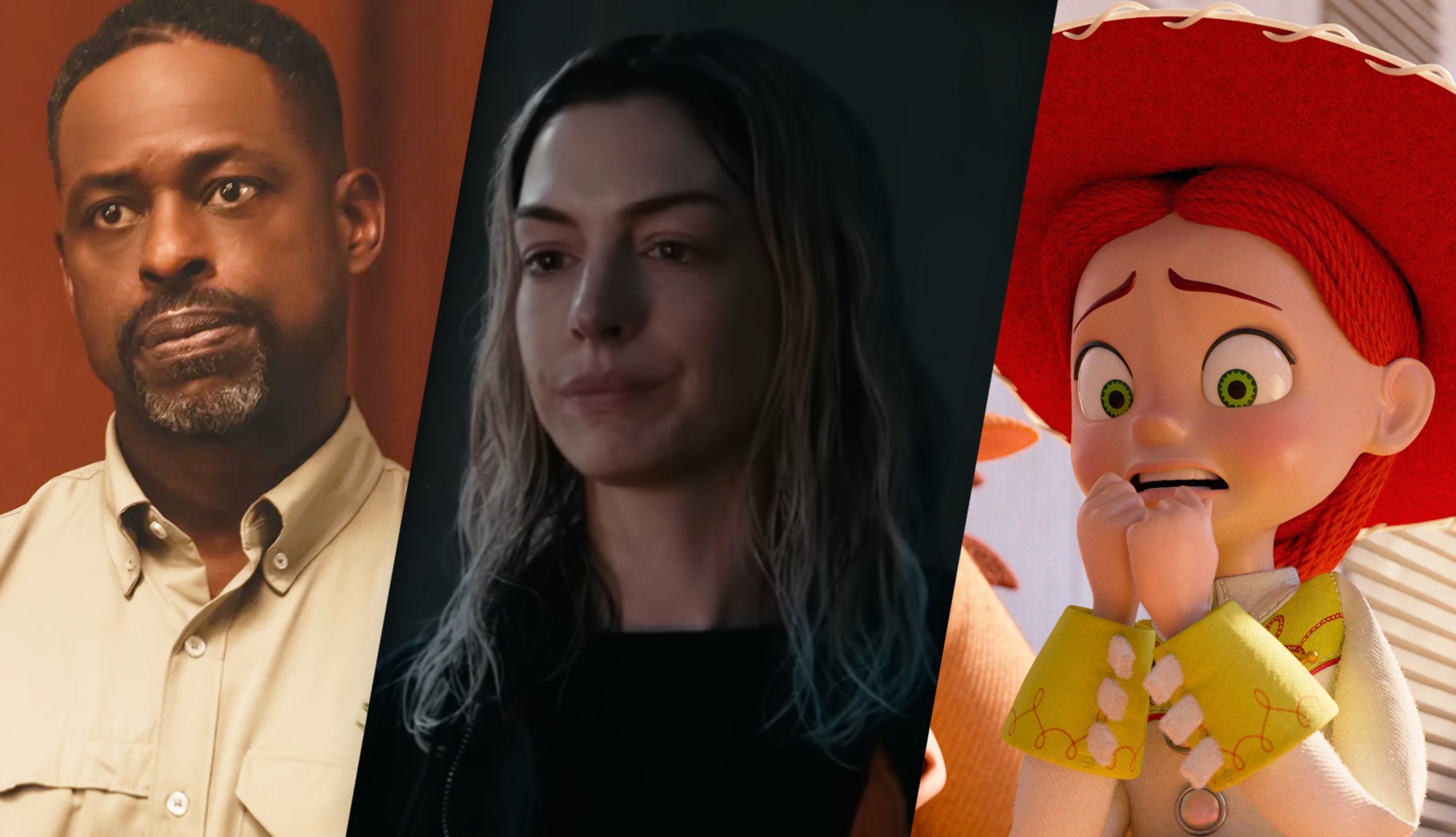 (From l to r) Sterling Brown as the twins' father in "Is God Is" | Anne Hathaway as Mother Mary in "Mother Mary" | Jessie (voiced by Joan Cusack) in "Toy Story 5"