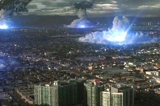 destruction of a city in skyline