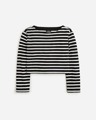 Cropped Boatneck T-Shirt in Mariner Cotton