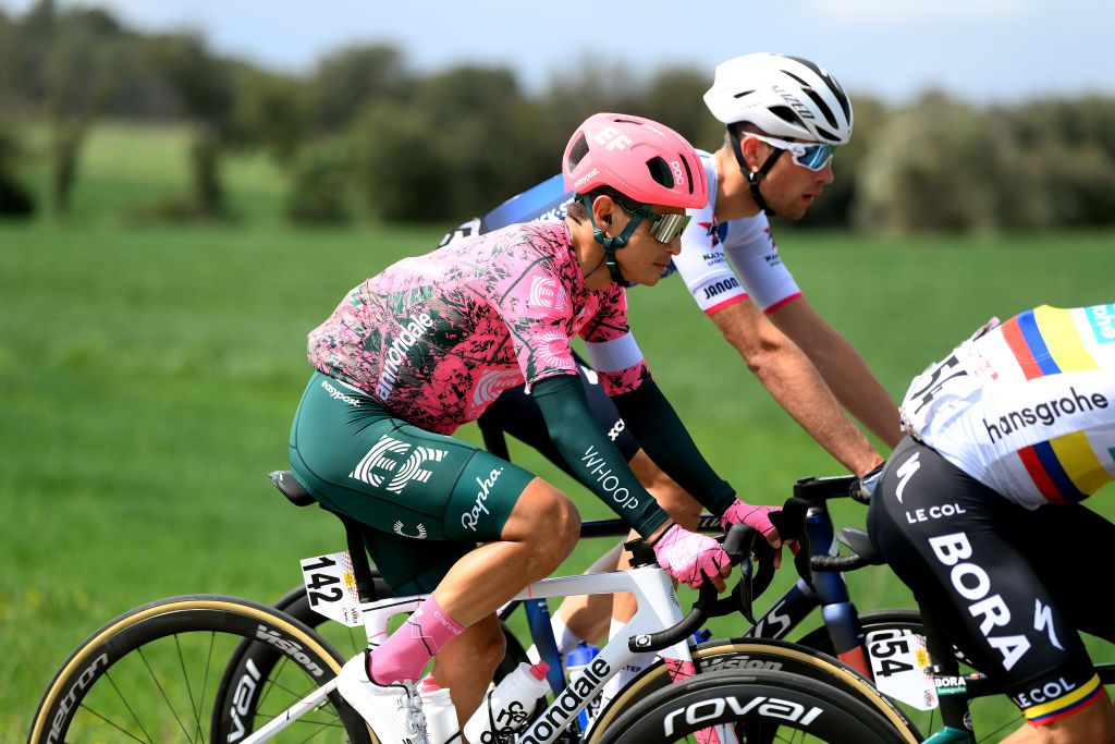 PERPIGNAN FRANCE MARCH 22 Johan Esteban Chaves Rubio of Colombia and EF Education Easypost competes during the 101st Volta Ciclista a Catalunya 2022 Stage 2 a 2024km stage from LEscala to Perpignan VoltaCatalunya101 WorldTour on March 22 2022 in Perpignan France Photo by David RamosGetty Images