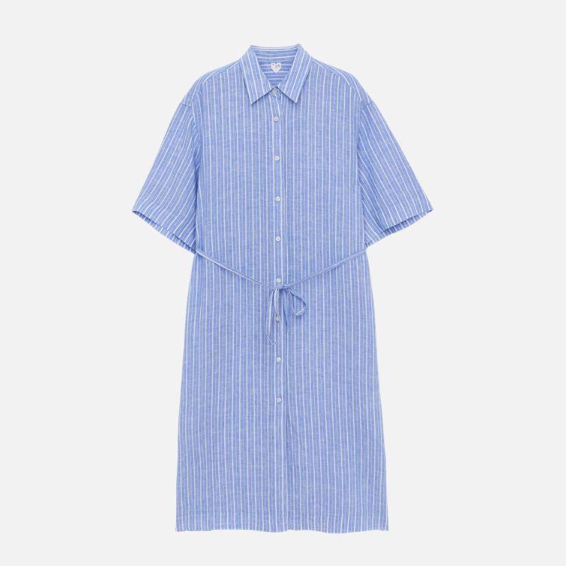 Image of blue shirt dress