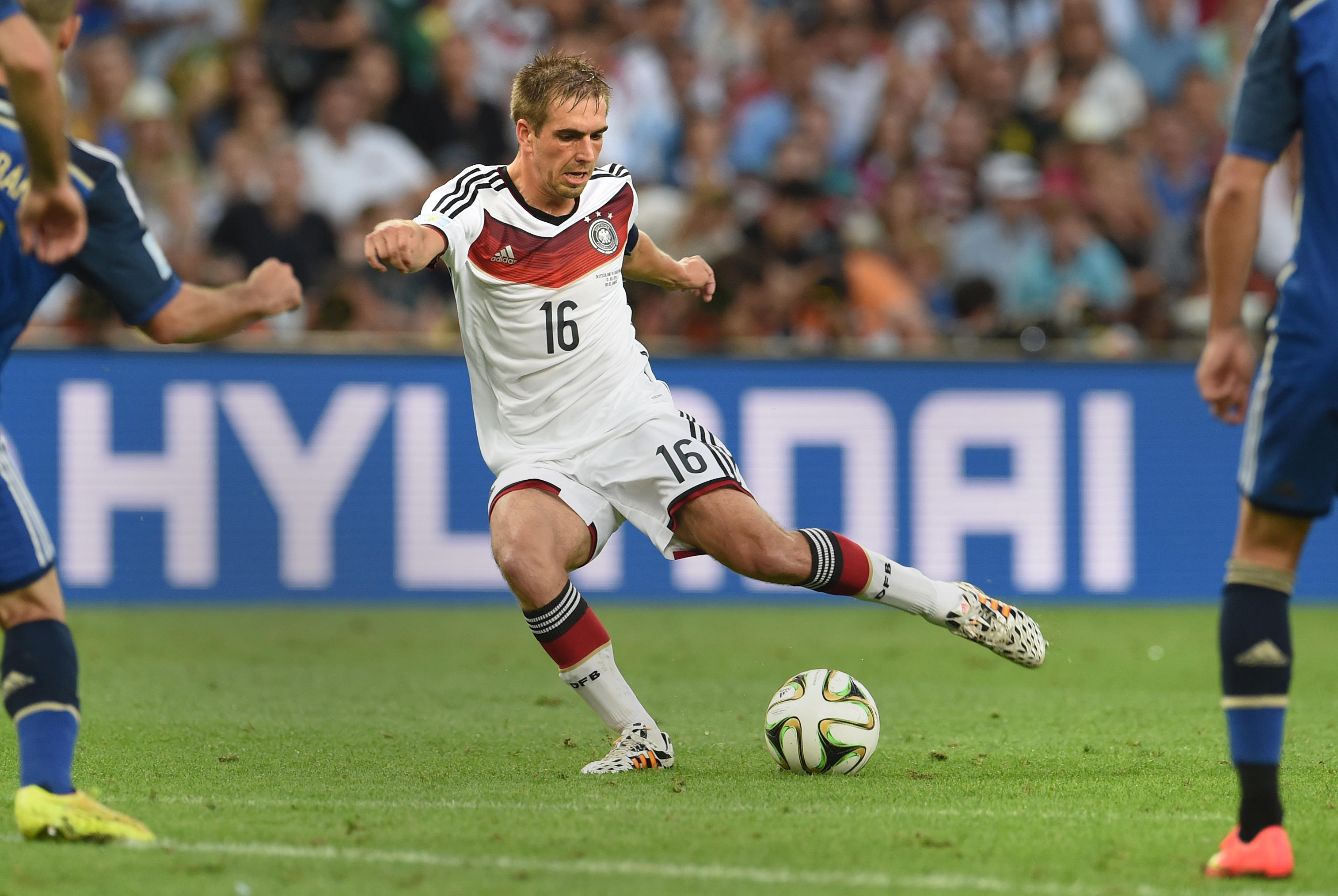 Germany captain Philipp Lahm in action against Argentina in the 2014 World Cup final