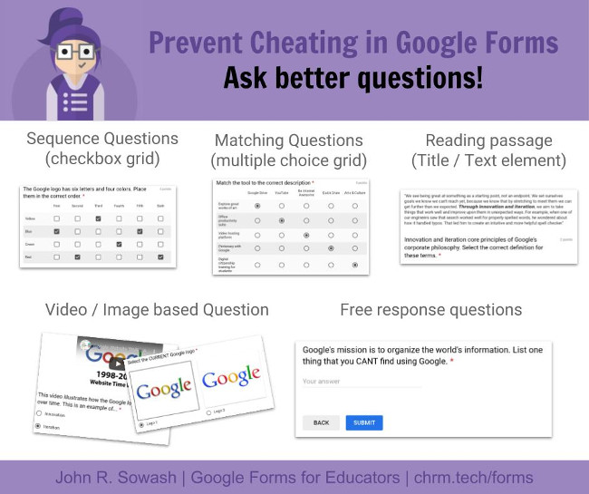 Illustration: Prevent cheating in Google forms- ask better questions!