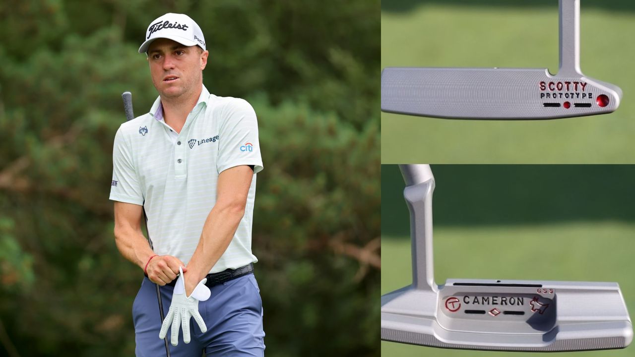 Justin Thomas with new Scotty Cameron putter