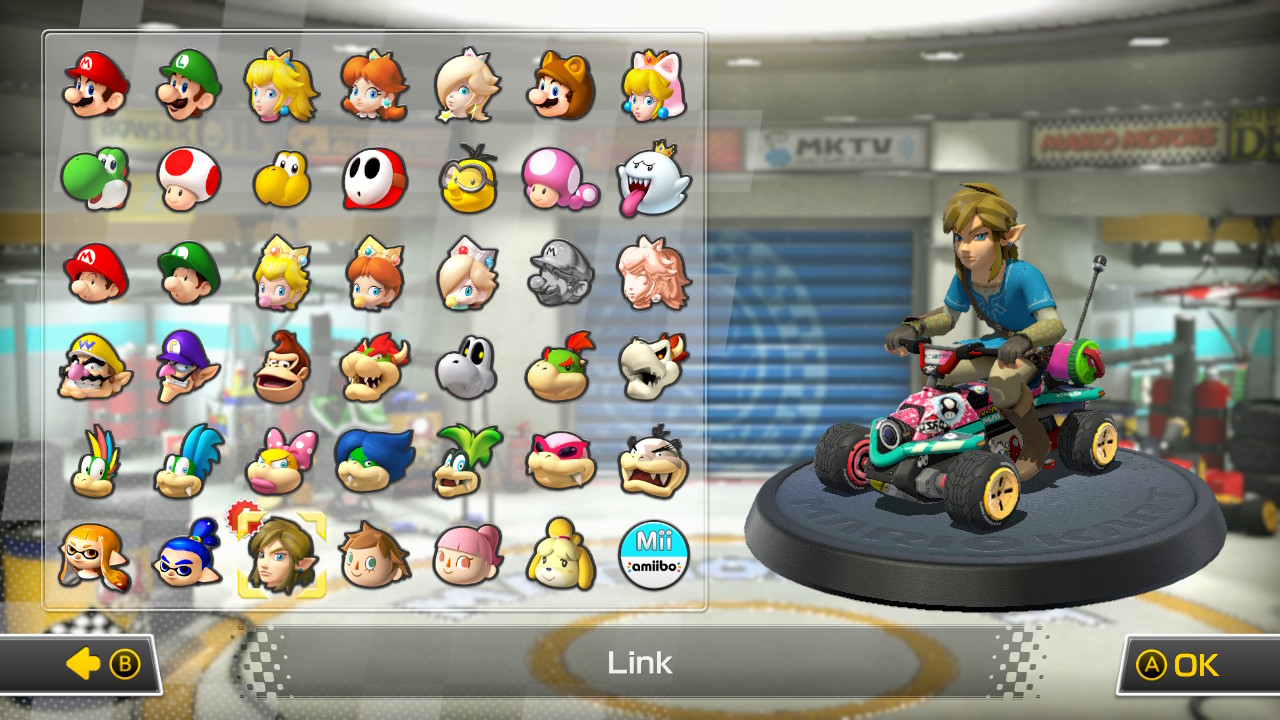 Selección de personajes de Mario Kart 8 Deluxe