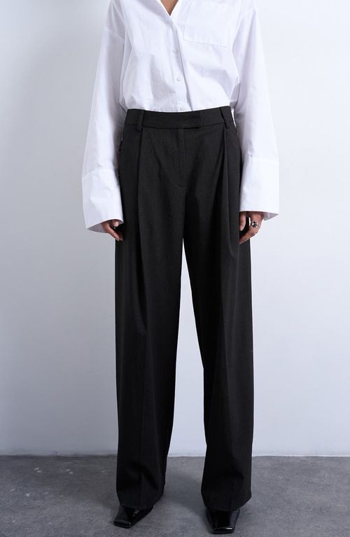 Pinstripe Pleated Wide Leg Pants